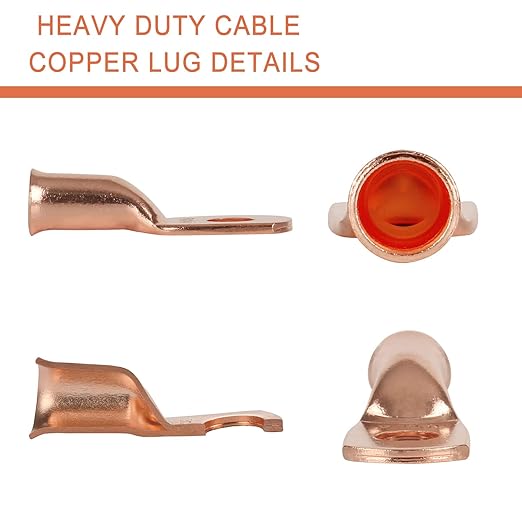 10pcs 6 AWG-1/4”(M6) Ring Terminals 6 Gauge Copper Wire Lugs Battery Cable Ends Heavy Duty Battery Cable Terminal Connectors