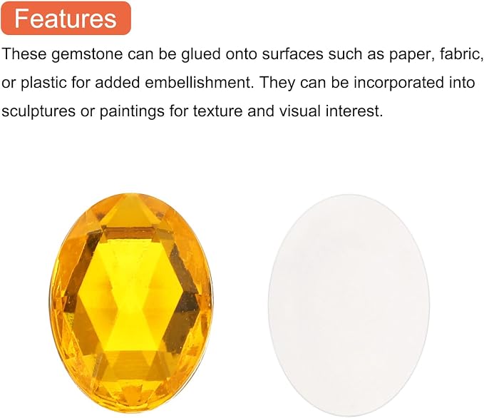 MECCANIXITY 10Pcs Acrylic Oval Gems 30x40 mm Flat Back Artificial Rhinestones - Image 4