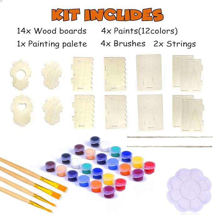 hapray 2 Pack Bird House Kit, DIY Birdhouse Kits, Wooden Crafts Arts - Image 2