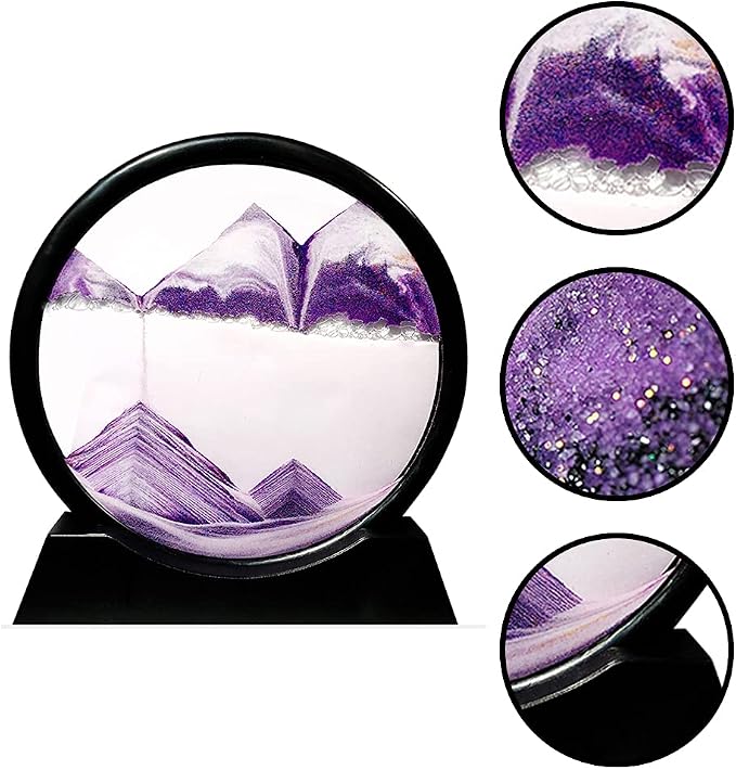 Muyan Moving Sand Art Picture Sandscapes in Motion Round Glass 3D Deep Sea Sand - Image 4
