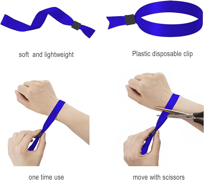 100 Pack Wrist Bands|Blue Wristbands for Events|Wristbands for Concerts Festival Admission Party|13.78” x 0.59”