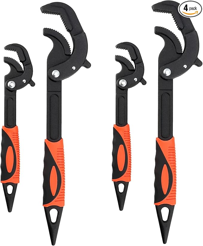HOIGON 4 PCS 0.6''-2.4'' Multifunction Adjustable Wrenches, Self Adjusting Spanner, Quick Power Grip Pipe Wrench Set, 10 Inches 15 Inch
