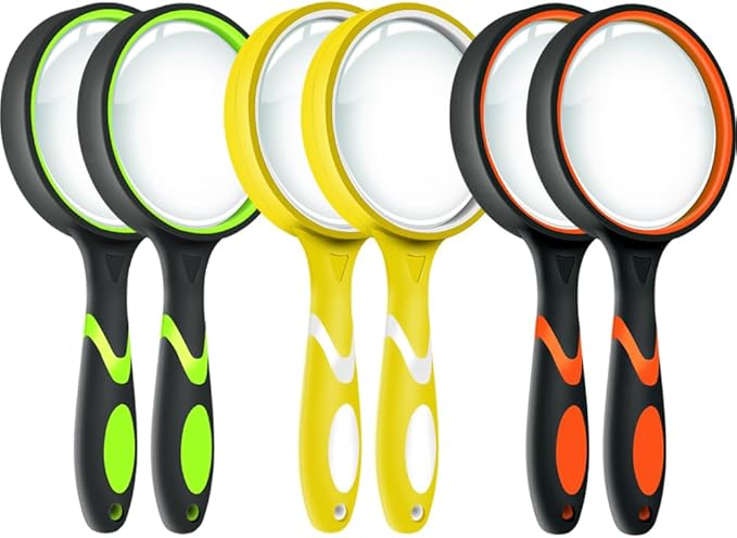 Leffis 6 Pack Magnifying Glass, 10X Non-Slip Handheld Reading Magnifier by Leffis