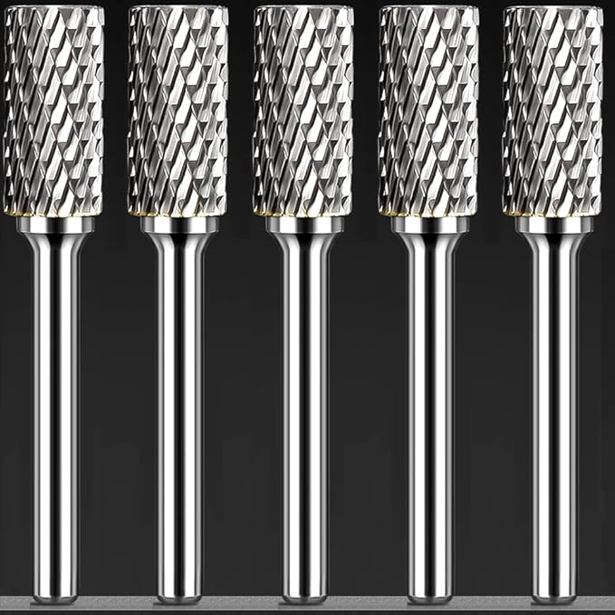 Tungsten Carbide Burr Set SA-5 Double Cut Rotary Burr File(1/2” cutter Dia X 1”Cutter Length) with 1/4'' Shank for Die Grinder Drill Bits (Pack of 5)…