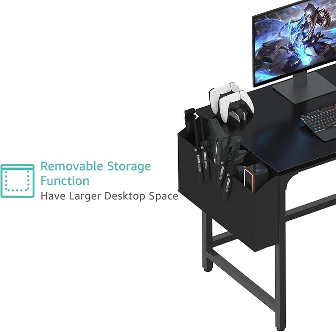 Lufeiya Computer Desk with Fabric Drawers, 40 Inch Reversible Gaming Desk - Image 6
