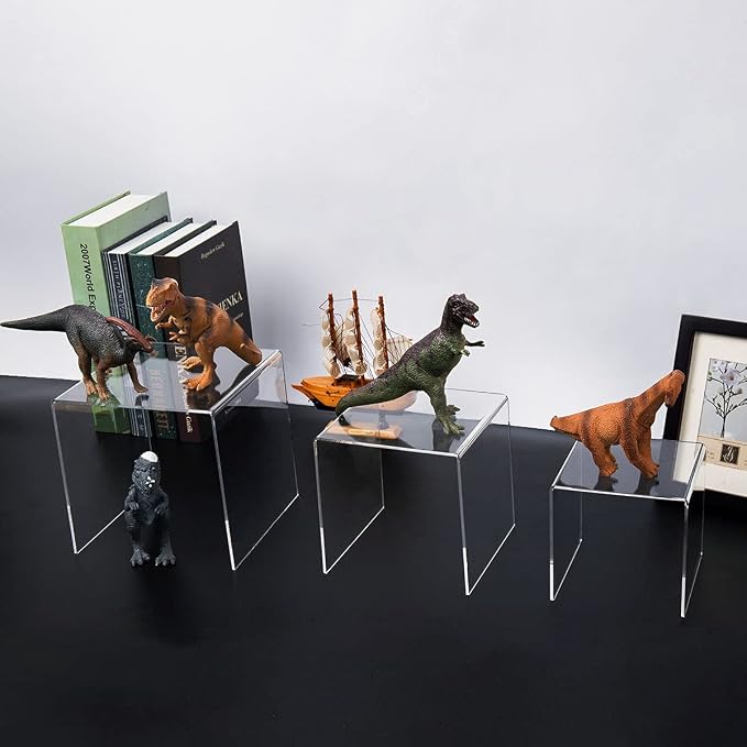 HIIMIEI Clear Acrylic Display Risers 2 Sets, 3-Tier Risers Stands Showcase - Image 4