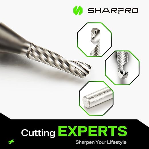O Flute Upcut Spiral Router Bit 1/4 Inch Shank 1/8 Inch Cutting Dia. Carbide Single Flute CNC Router Bit, Ideal for Aluminum, Plastic, Acrylic, Wood, MDF and PVC
