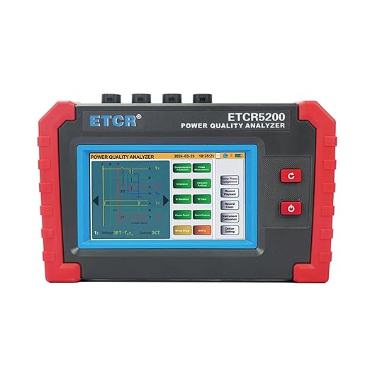 ETCR5200 3 Phase Power Quality Analyzer Three Phase Power Harmonic Analyzer Three-Phase Power Quality Logger with 4 PCS ETCR050B Current Clamp Sensor 1.0A-1000A | CT Size Ф50mm/1.96 inch