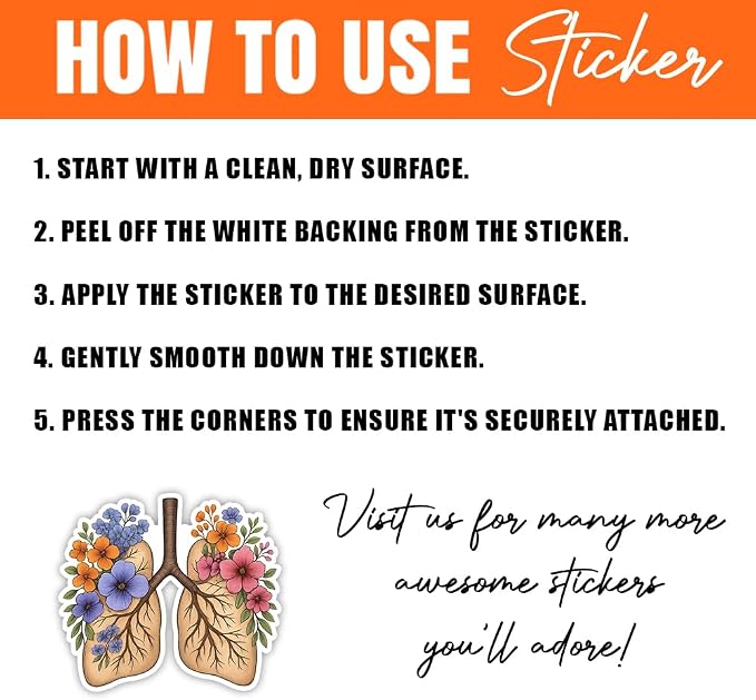 MAIANEY Respiratory Therapists Stickers, RT Stickers Floral Lung Waterproof - Image 5