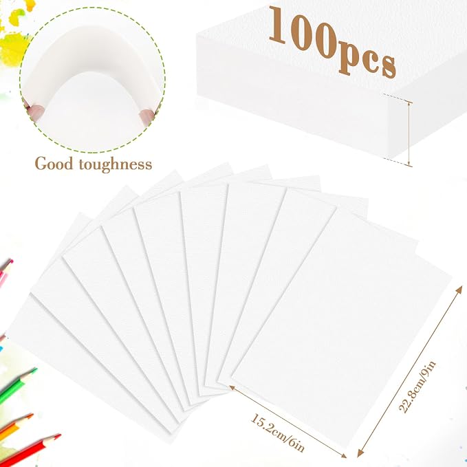 100PCS 9x6 Watercolor Paper Bulk, 140lb/300g Cold Press Thick Water Color Paper - Image 2