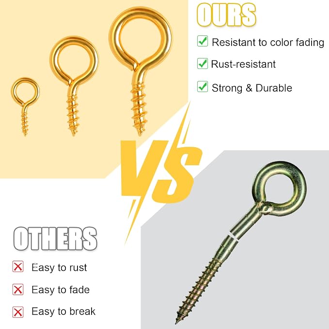 720PCS Small Screw Eye Pins, 3 Styles of Mini Eye Screws, Eyelet Pins Hooks - Image 3