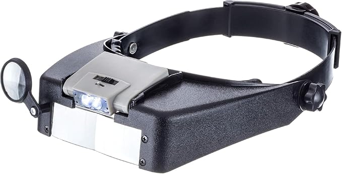 SE Illuminated Dual Lens Flip-in Head Magnifier, Head Magnifier, Tools by SE