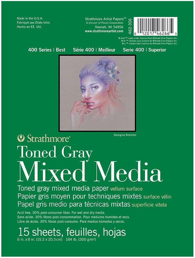 Strathmore Toned Mixed Media Paper Toned Grey 6"X8"-15 Sheets -62462306 by StrathmorePaper