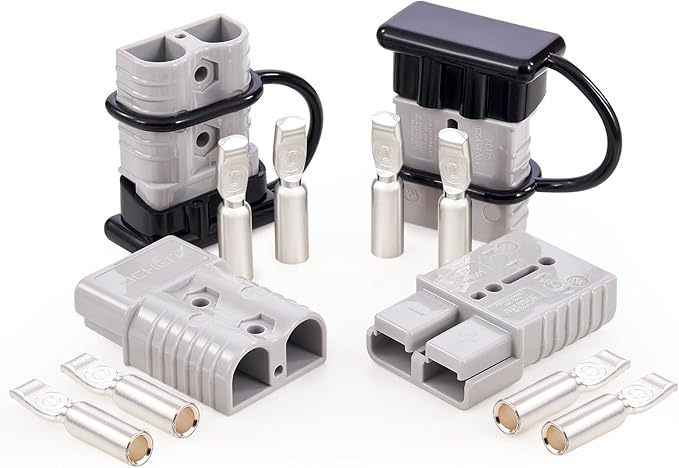 Orion Motor Tech Wire Connector 4 Pack, 175A Wire Harness Plug Kit for 2 to 4 Gauge Cables, 12V to 36V Battery Quick Connect Disconnect Set for Car Bike ATV Winches Lifts Motors More, Set of 4, Gray