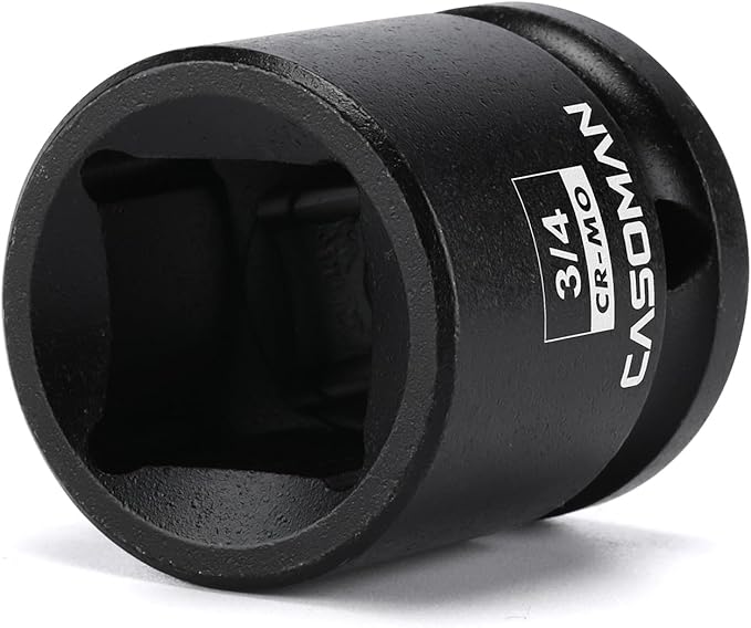 CASOMAN 1/2"Drive 3/4" Budd Wheel Impact Socket, 4-Point Square Socket, CR-MO