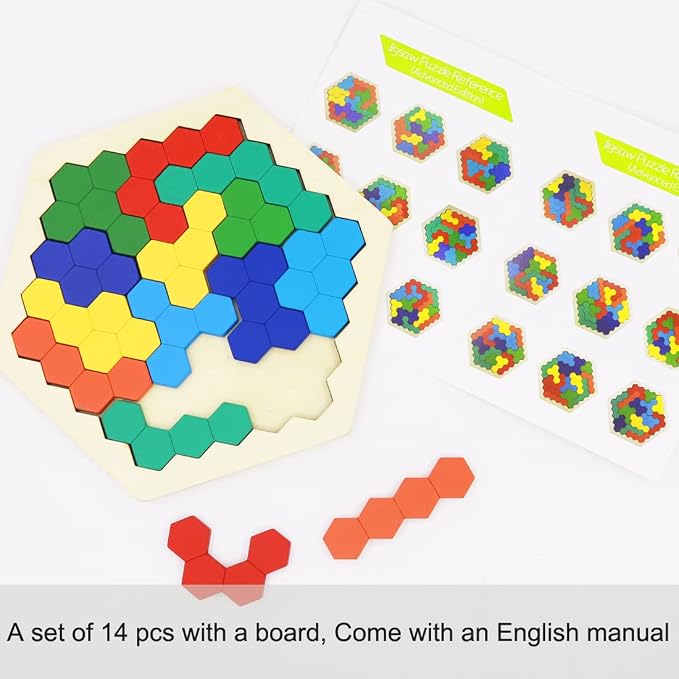 2 Pack Wooden Russian Blocks Puzzle + Hexagon Puzzles - Image 3