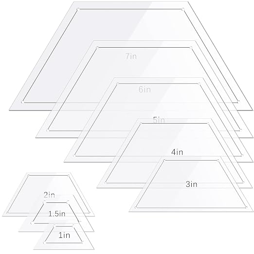 Kigley 8 Pcs Half Hexagon Quilting Templates and Rulers 1/1.5/2/3/4/5/6/7 Inch by Kigley