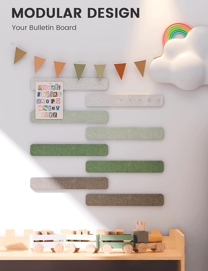 Fluxynara Cork Board Alternative Felt Strip Board 8-Pack 13"x2", Office Pin - Image 5