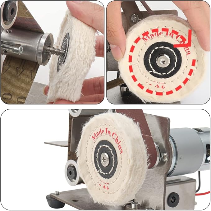 SI FANG Soft Cotton Buffing Polishing Wheel for Mini Electric Belt Sander Bench Grinder, 3 inch (50 Ply) Extra Thick Colth Buffing Wheel for Metal Alloys Stone Ceramics Glass Wood Waxing (1PC)