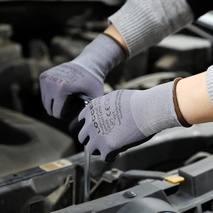 Safety Work Gloves MicroFoam Nitrile Coated-12 Pairs,Seamless Knit Nylon Gloves,Home Improvement,Micro-Foam Gloves