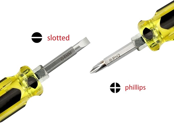 Buspoll Stubby Magnetic short Screwdriver with Phillips and Flat Heads - Perfect for DIY Repairs