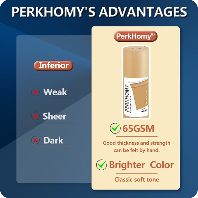 PerkHomy Brown Kraft Paper Roll 17.5" x 3 - Image 2
