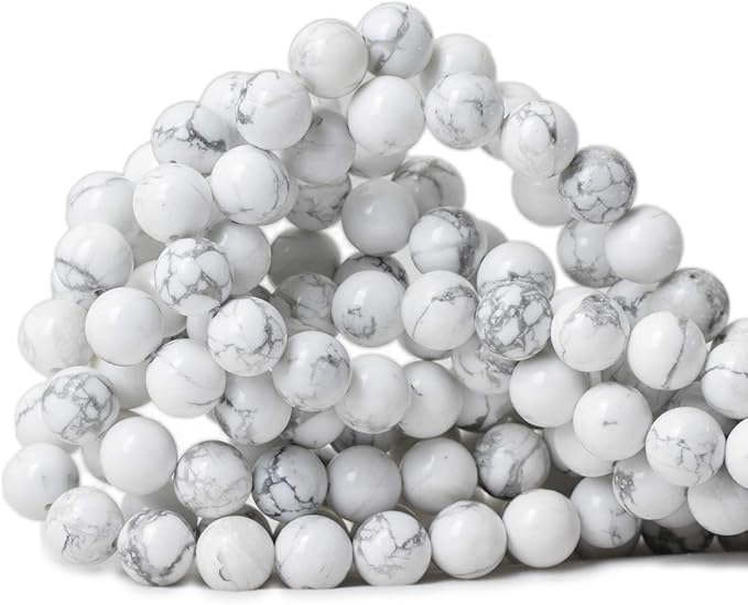 10mm 35PCS Natural White Howlite Gemstone Round Loose Stone Beads by CHEAVIAN
