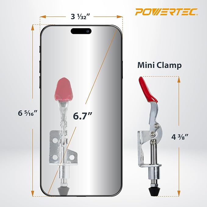 POWERTEC 2PK Toggle Clamp, 100lbs Holding Capacity, 301A Quick Release Push Pull Clamp for Woodworking Jigs and Fixtures, Pocket Hole Jigs, Welding, Crosscut Sled, CNC (20323)