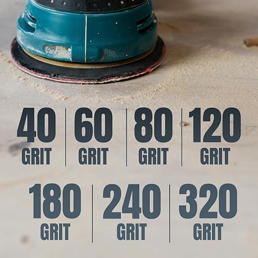 POWERTEC 320 Grit, 25 PK, 6 Inch Sanding Discs – Hook and Loop, 6-Hole Aluminum Oxide Orbital Sander Pads, Woodworking & Paint Round Sandpaper for Random Orbital, Air, Pneumatic & DA Sanders (45232)