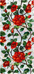 Retro Flower Window Privacy Film, Stained Glass Decals Chinese Red Rose Privacy by JOONOR