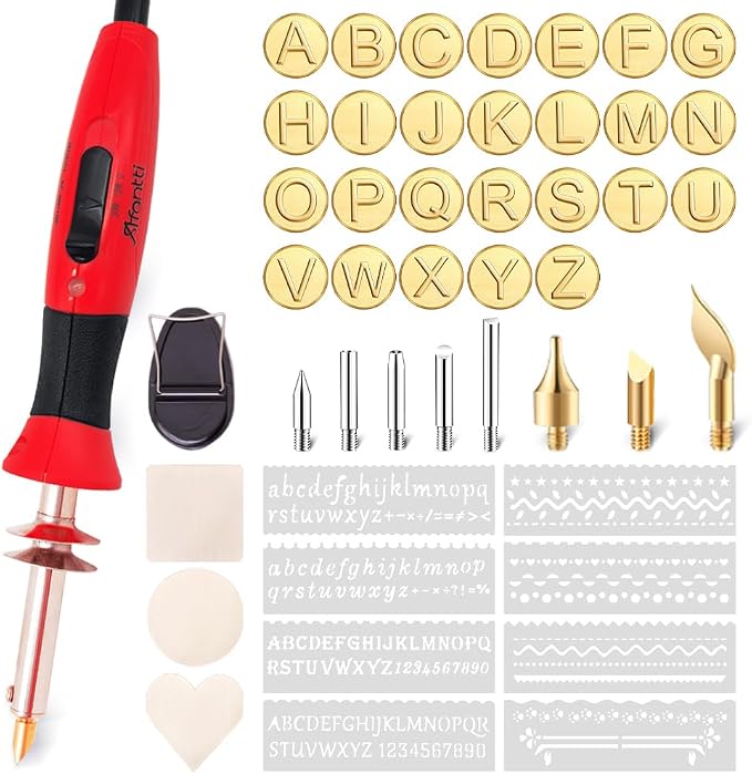 Wood Burning Pen Leather Pyrography Tool Burner Kit | 26 Letters | Temperature by Afantti
