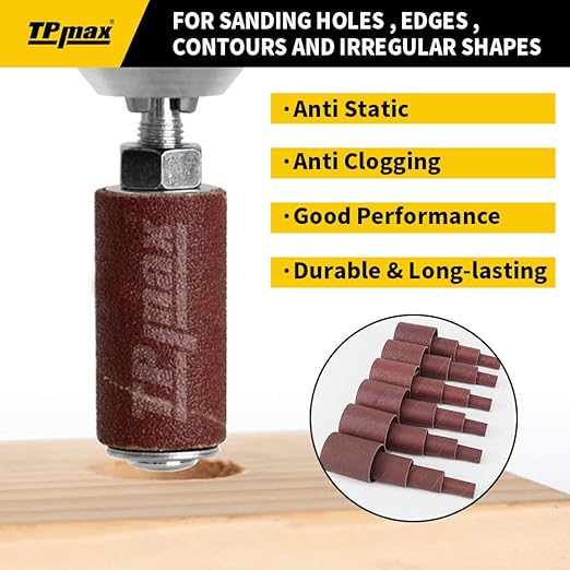 24-Pack Assorted Grit Spindle Sanding Sleeves - 2-Inch Length - Various Diameters of 1/2 in, 3/4 in, 1 in, and 1-1/2 inches