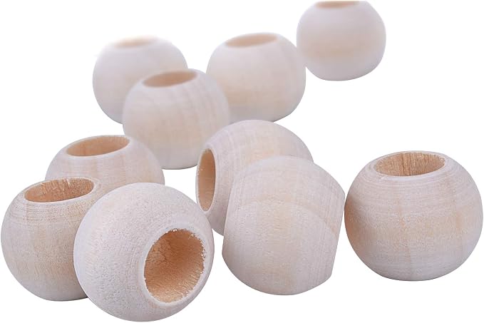 Jdesun 100 Pieces Wooden Beads, Natural Round Wood Loose Beads Wood Spacer 20mm - Image 5