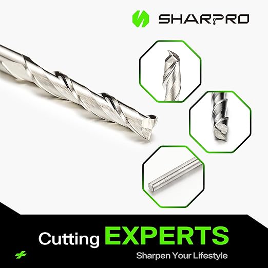 Upcut Spiral Router Bit Set 1/8 Inch Shank 1/8 Inch Cutting Dia. Solid Carbide CNC End Mill, Ideal for Wood Carving, Slot Mortise, Engraving, Grinding (5PCS)