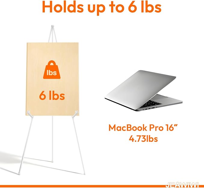 JEAWIWI 2PCS White Lightweight Easel Stand, 66 Inch Adjustable Portable Display - Image 4
