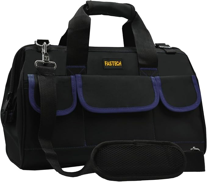 18 Inch Tool Bag, Waterproof Wide Mouth Tool Kit, Heavy Duty Tool Bag Organizer With Shoulder Straps, Tool Storage Package For Men/Women (18IN DarkBlue)