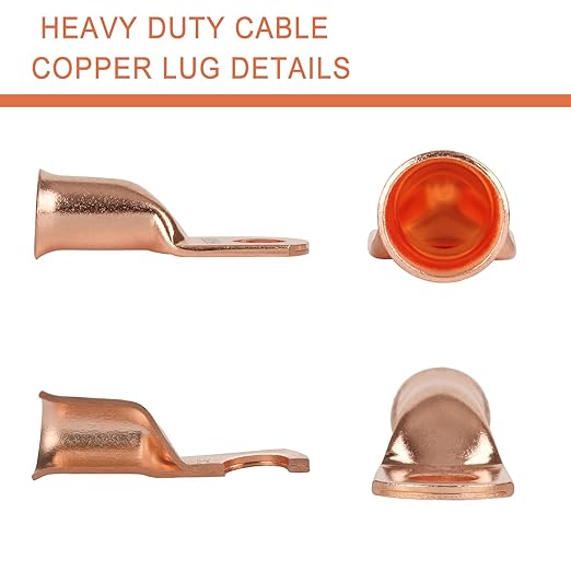 10pcs 2/0 AWG-3/8”(M10) Ring Terminals 00 Gauge Copper Wire Lugs Battery Cable Ends Heavy Duty Battery Cable Terminal Connectors