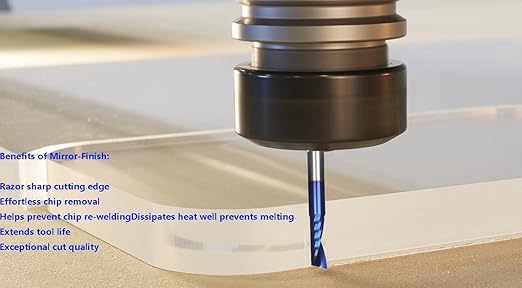 O Single Flute Upcut Spiral End Mill CNC Router Bit with NACO Coating for Plastic Cutting with Mirror Finish (1, 1/4 D x 3/4 CH x 1/4 SHK x 2-1/2L) UT144