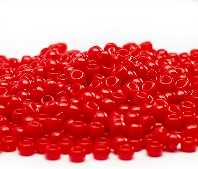 Gxueshan 1000 Pcs Acrylic Red Pony Beads 6x9mm Bulk Kandi Beads - Image 3