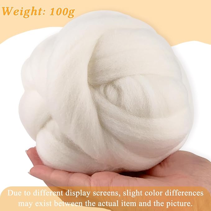 ZUFECY Natural White Wool Roving - Image 2