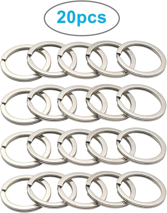 20 Pack Key Ring Keychain 1 Inch 25mm Diameter Metal Flat Split Key Chains Rings - Image 2
