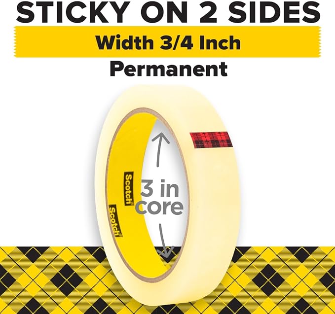 Scotch Double Sided Tape, 3/4 in x 1296 in, 2 Rolls - Image 2