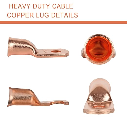 10pcs 2 AWG-1/4”(M6) Ring Terminals 2 Gauge Copper Wire Lugs Battery Cable Ends Heavy Duty Battery Cable Terminal Connectors