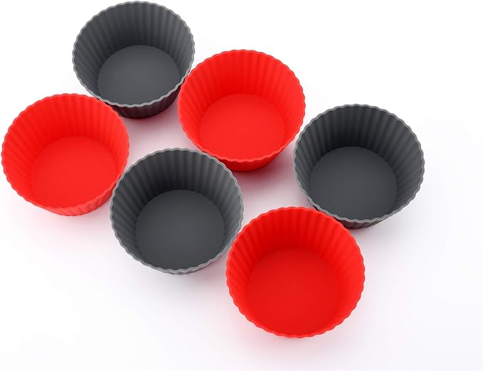 12 Pack Reusable Nonstick Jumbo Silicone Baking Cups, Cupcake and Muffin Liners - Image 3