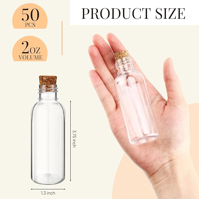 Lounsweer 50 Pack 2 oz Clear Plastic Sand Art Bottles - Image 3