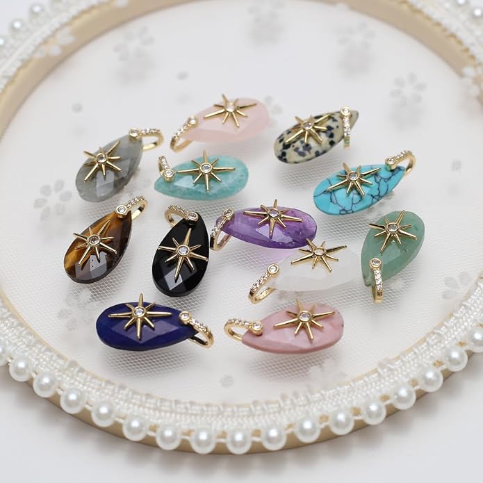 LE SKY Natural Stone Pendants Healing Crystal Gemstones - Image 3