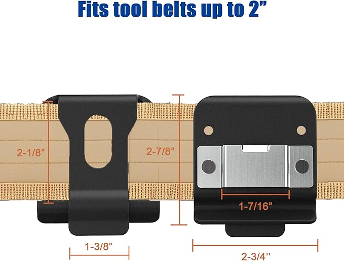 Tape Measure Holder for Belt, Low-Profile Tape Measure Belt Clip, Measuring Tape Holder up to 2" Tool Belt, Tape Accessories