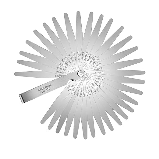 32 Blades Stainless Steel Feeler Gauges Set - Metric & Imperial Measuring Tools for Spark Plug and Valve Gap Adjustment, 0.03-1mm / 0.001-0.040 Inch