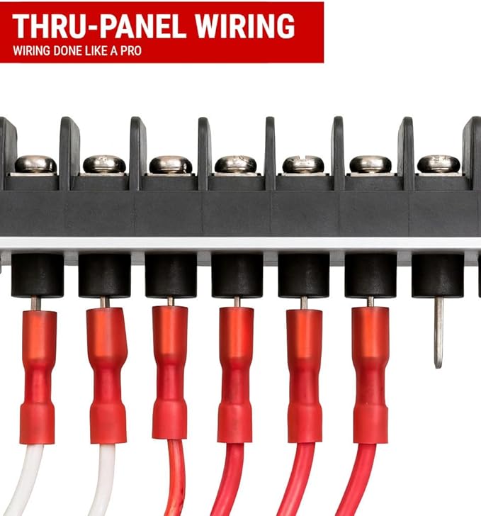 MGI SpeedWare Single Row Screw Terminal Junction Block 300V/20A, Through-Panel Barrier Strip 2-Pack (13 Screw)