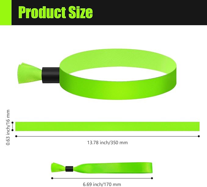 100 Pcs Cloth Event Wristband, Disposable Wristbands for Events, Colored Wristbands Events,for Lightweight Concert,Club Entrance Wrist Strap Party Wristband Event (Color : Green2)